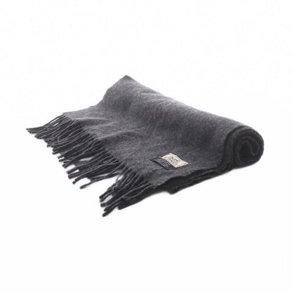 Hermes Cashmere Fringe Scarf Charcoal Gray AD — view 4