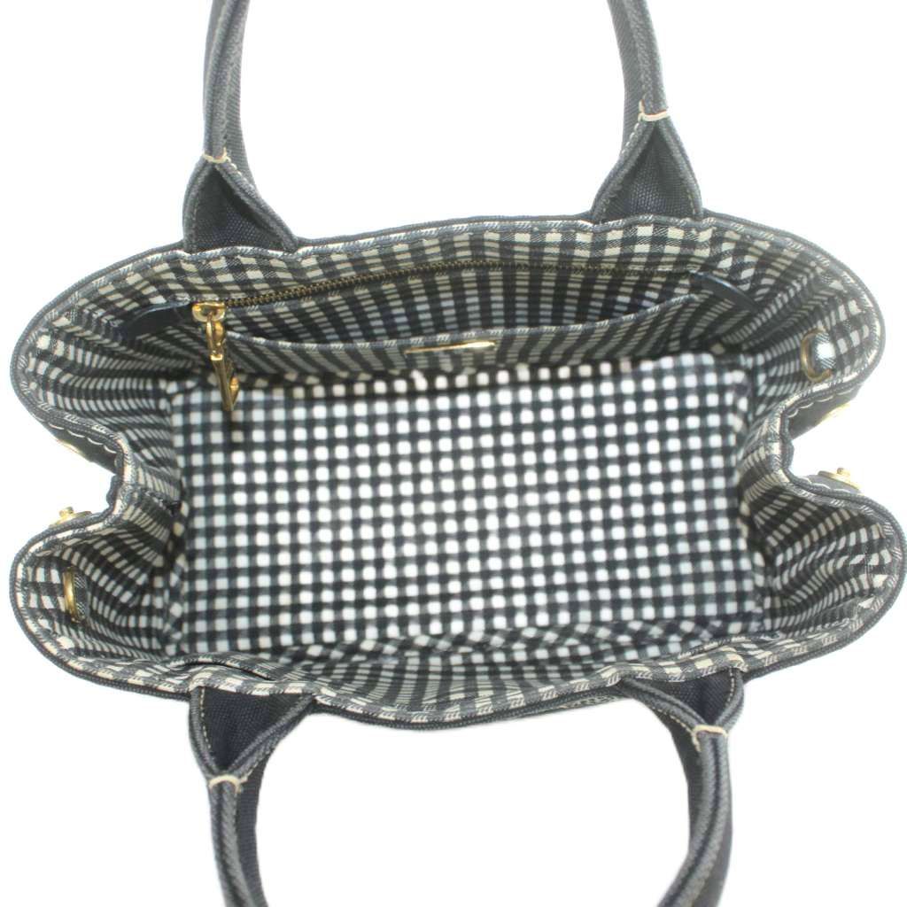 Prada 2-Way Canapa Shoulder Bag Tote Canvas Logo Print Black — view 6