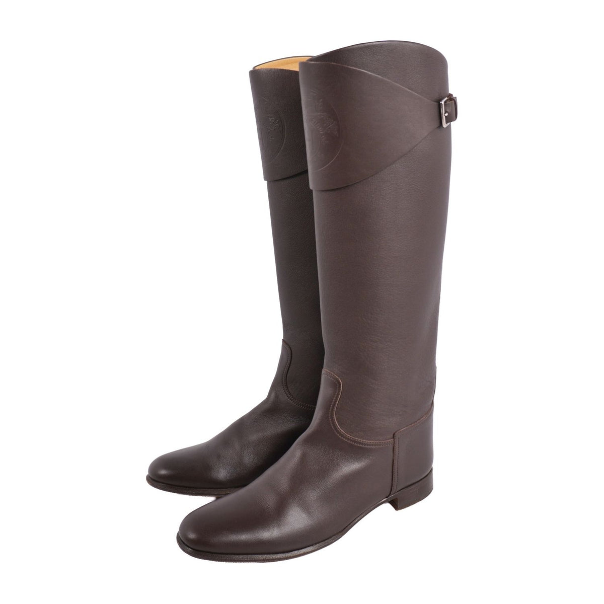 Hermes Boots Long Ex-Libris Heels Leather Brown — view 2