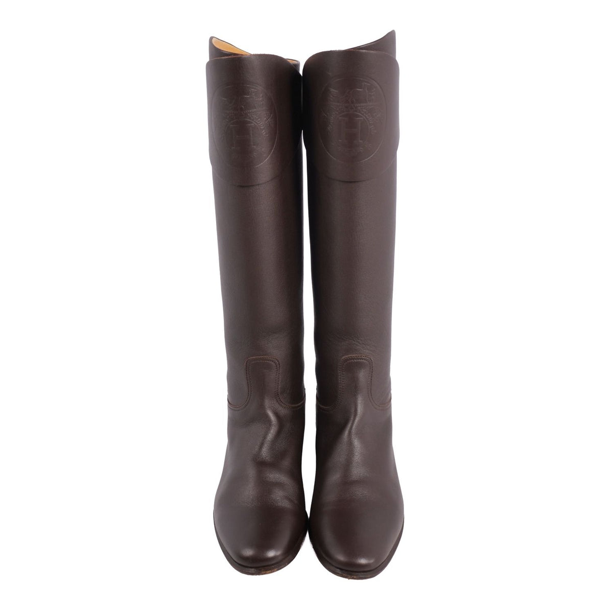 Hermes Boots Long Ex-Libris Heels Leather Brown — view 4