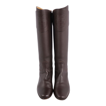 Hermes Boots Long Ex-Libris Heels Leather Brown — view 4