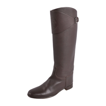 Hermes Boots Long Ex-Libris Heels Leather Brown