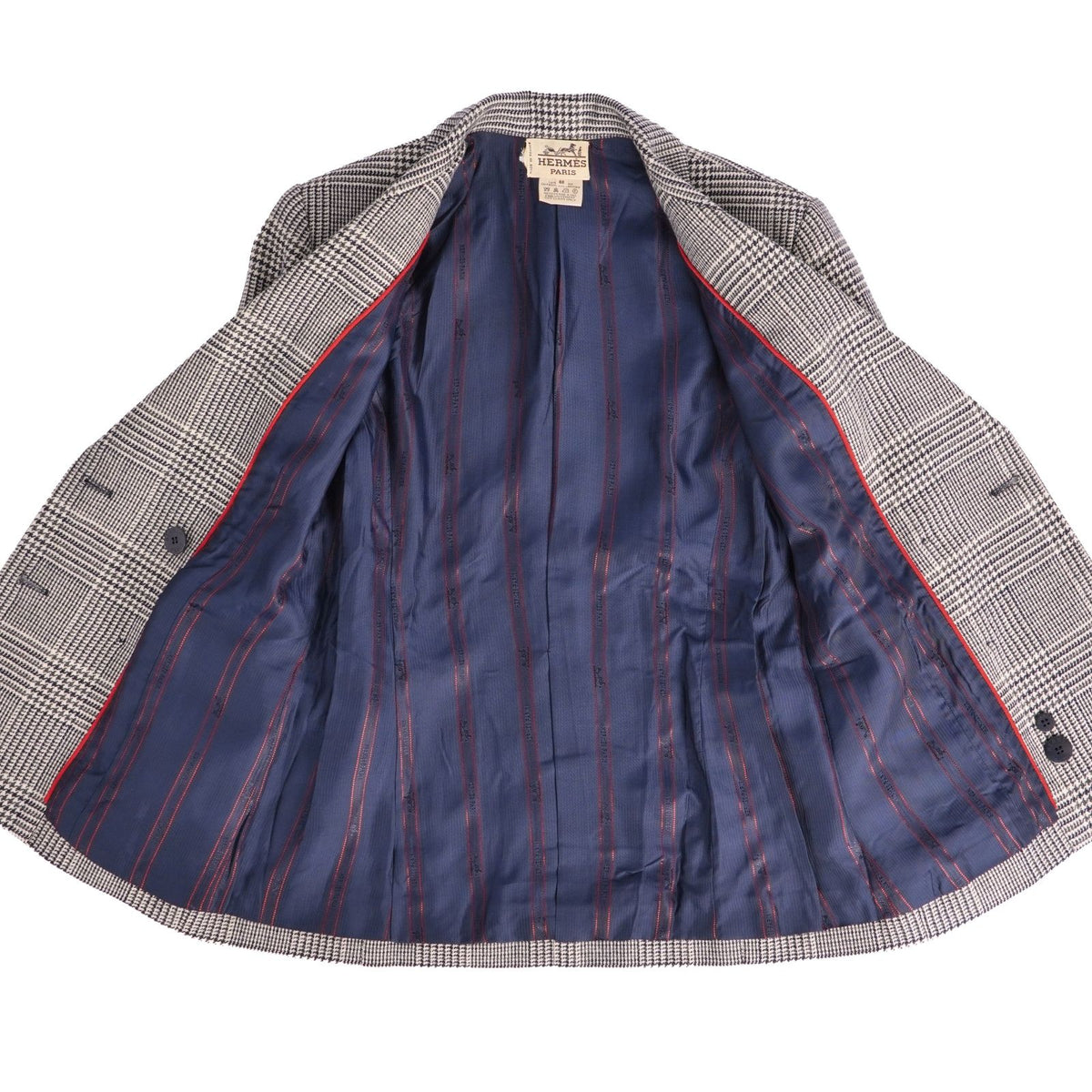 Hermes Vintage Set Skirt Suit Check Jacket Wool Cashmere Gray 40 — view 7