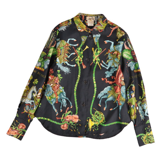 Hermes Vintage Shirt Blouse Long Sleeve les Fetes du Roi Soleil Celebration