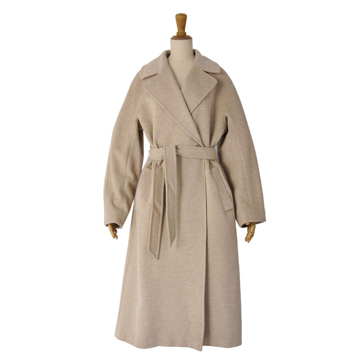 Max Mara Weekend Coat Long with Belt Wool Beige — view 3