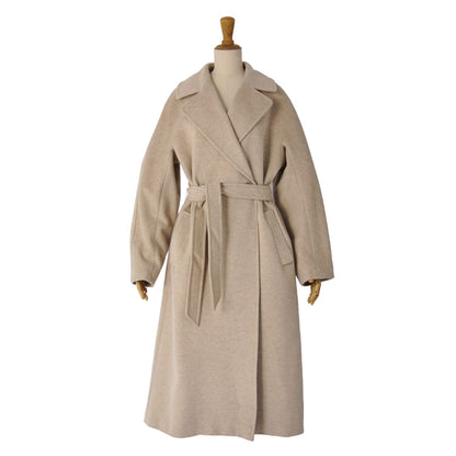 Max Mara Weekend Coat Long with Belt Wool Beige — view 3