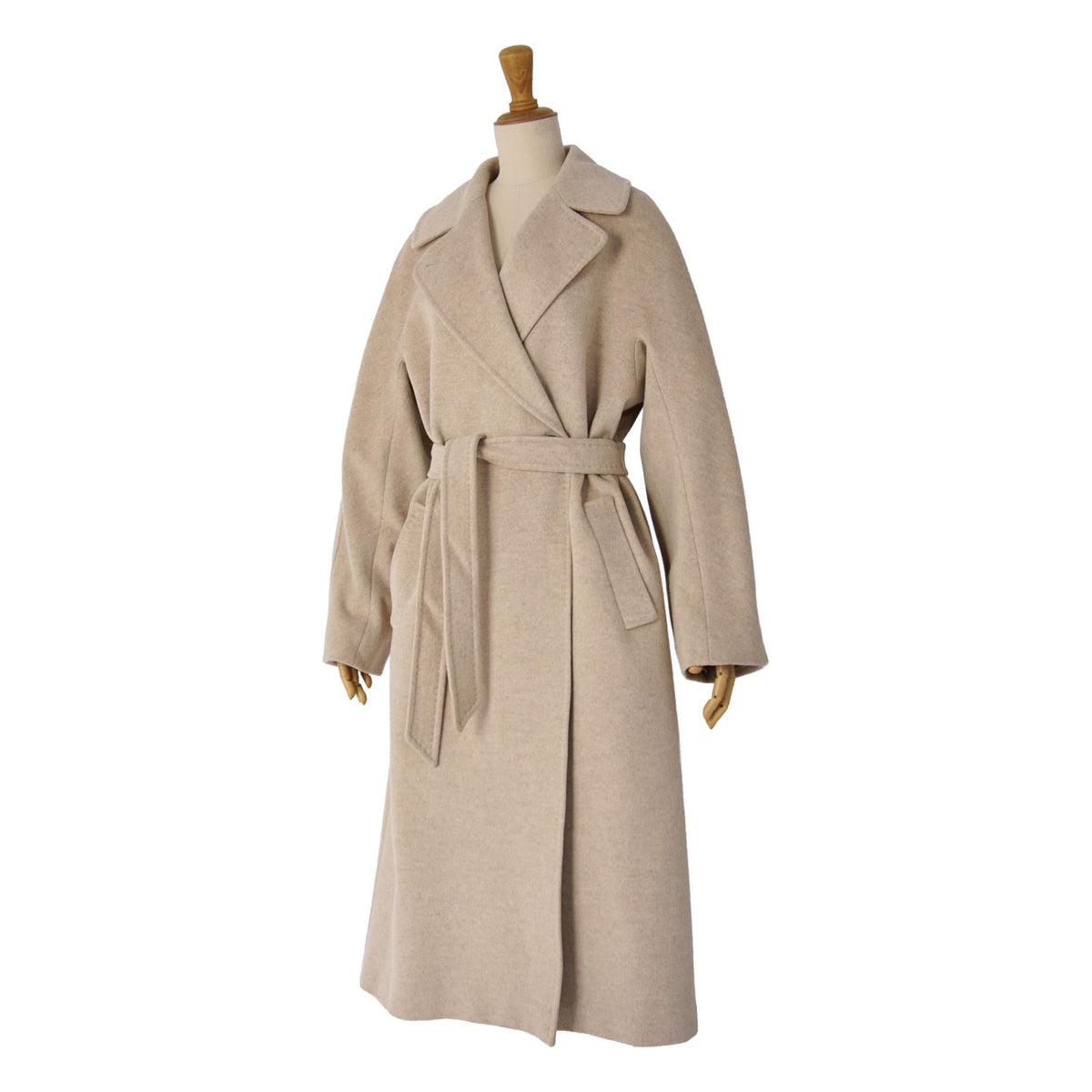 Max Mara Weekend Coat Long with Belt Wool Beige — view 5