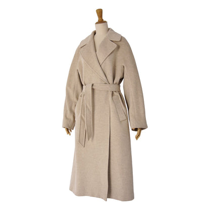 Max Mara Weekend Coat Long with Belt Wool Beige — view 5