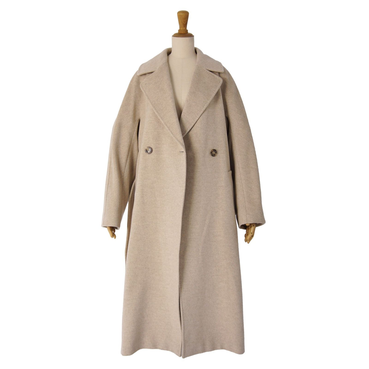 Max Mara Weekend Coat Long with Belt Wool Beige — view 4