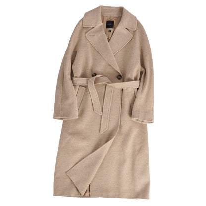 Max Mara Weekend Coat Long with Belt Wool Beige