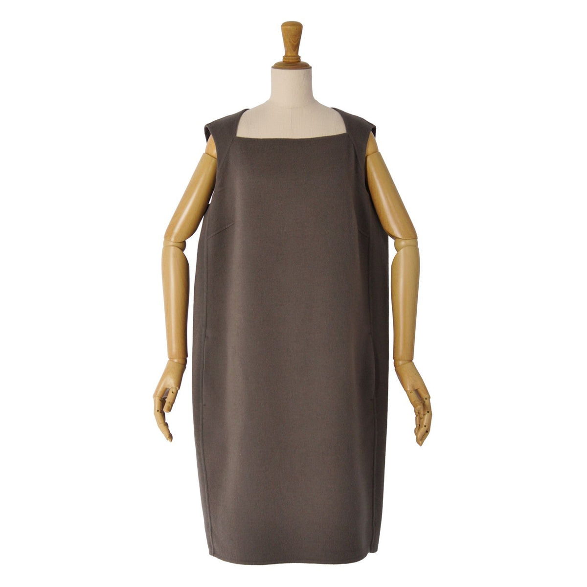 Loro Piana Dress Sleeveless Double Face Top Cashmere Khaki Green 46 — view 3