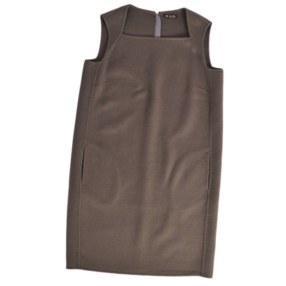 Loro Piana Dress Sleeveless Double Face Top Cashmere Khaki Green 46