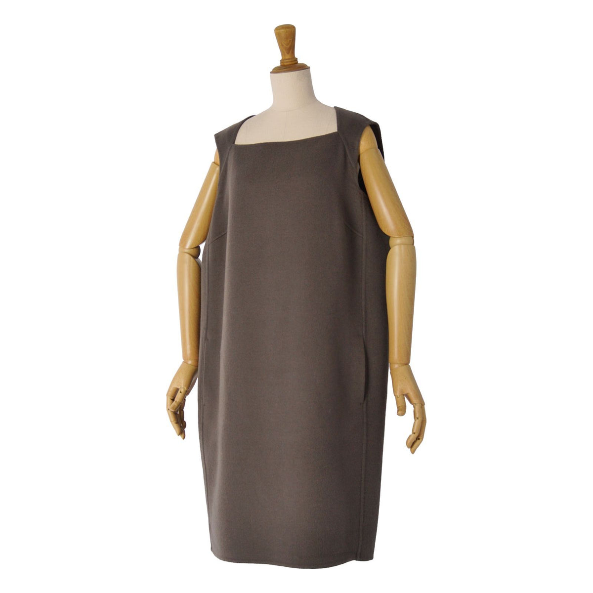 Loro Piana Dress Sleeveless Double Face Top Cashmere Khaki Green 46 — view 4