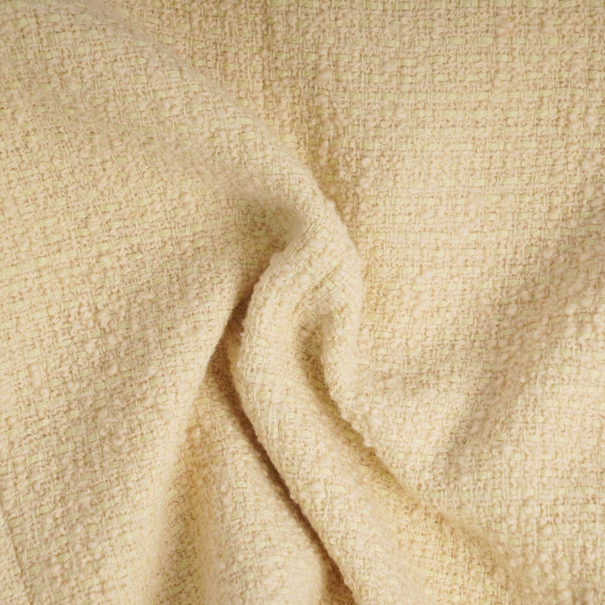 Celine Jacket Boucle Natte Collarless Short Sleeve Tweed Wool Beige 38 — view 8