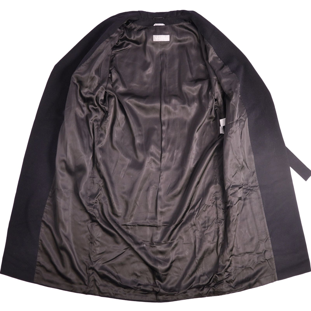 Max Mara Coat Long with Belt Buttonless Wool Black — view 7