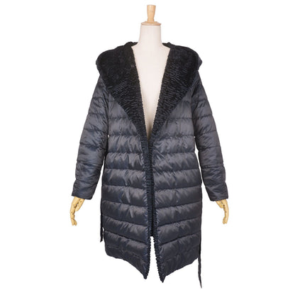 Max Mara S Coat Long Reversible Down Nylon Navy — view 5