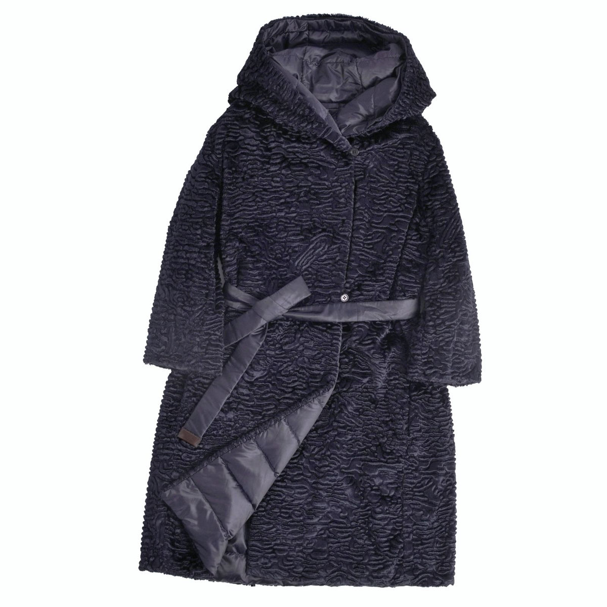 Max Mara S Coat Long Reversible Down Nylon Navy — view 2