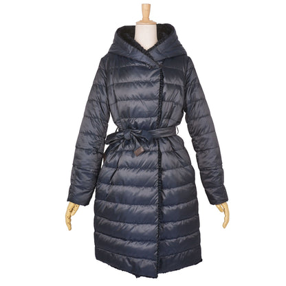 Max Mara S Coat Long Reversible Down Nylon Navy — view 3