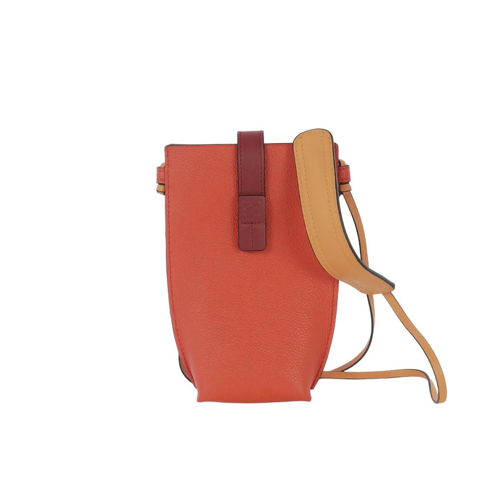 Loewe Pocket Smartphone Shoulder Bag Pochette Orange Beige