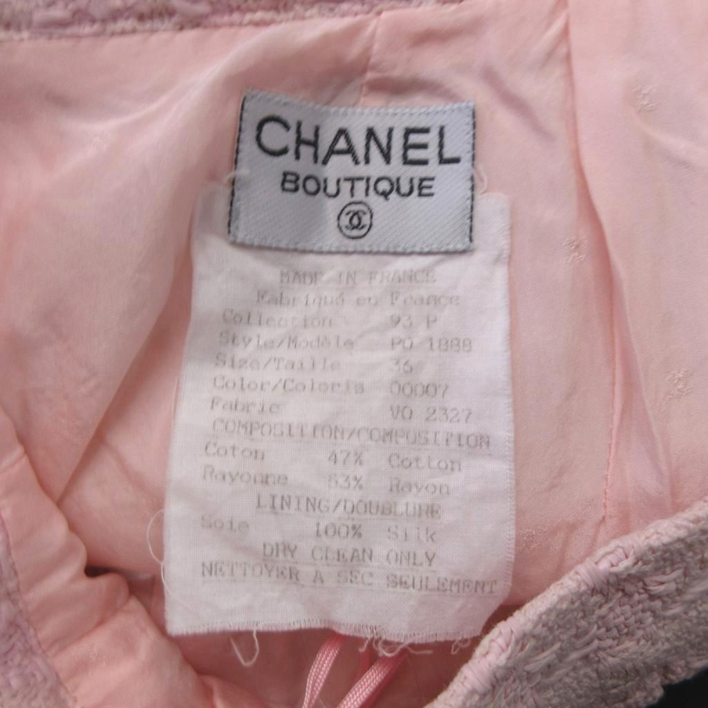 Chanel 93P Fancy Tweed CC Logo Button Pencil Skirt Pink 36 — view 6