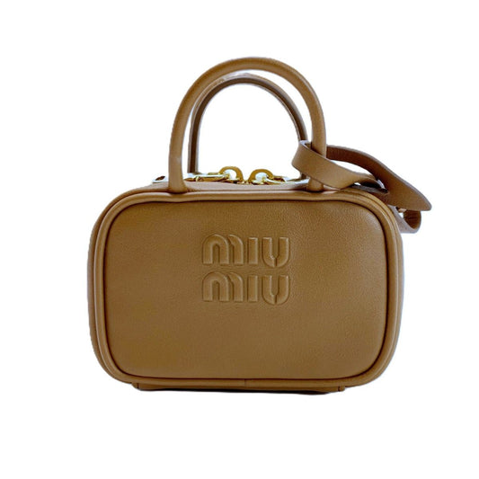 Miu Miu Beau Leather Mini Bag Micro Brown Gold