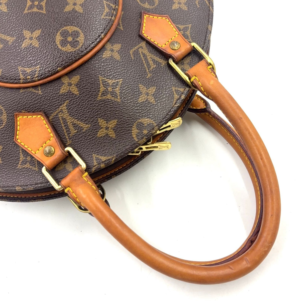 Louis Vuitton Ellipse PM Leather Brown Handbag Gold — view 7