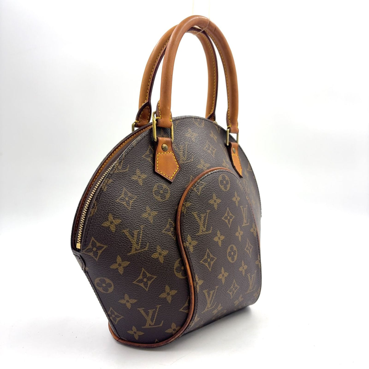 Louis Vuitton Ellipse PM Leather Brown Handbag Gold — view 2