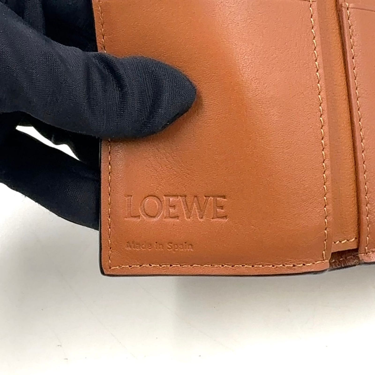 Loewe Anagram Trifold Wallet Compact Leather Brown Silver — view 4