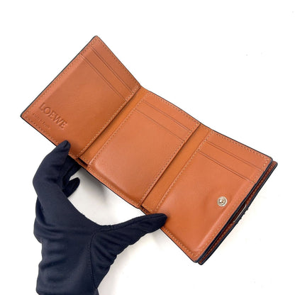 Loewe Anagram Trifold Wallet Compact Leather Brown Silver — view 3