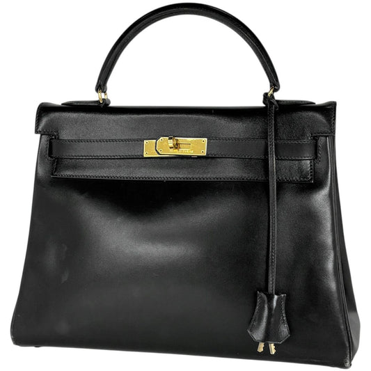 Hermes Kelly 32 Handbag Retourne 2-Way Box Calf Black