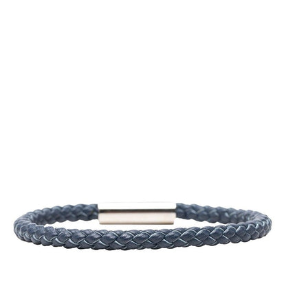 Hermes Goliath Bracelet Silver Navy Leather Metal — view 3