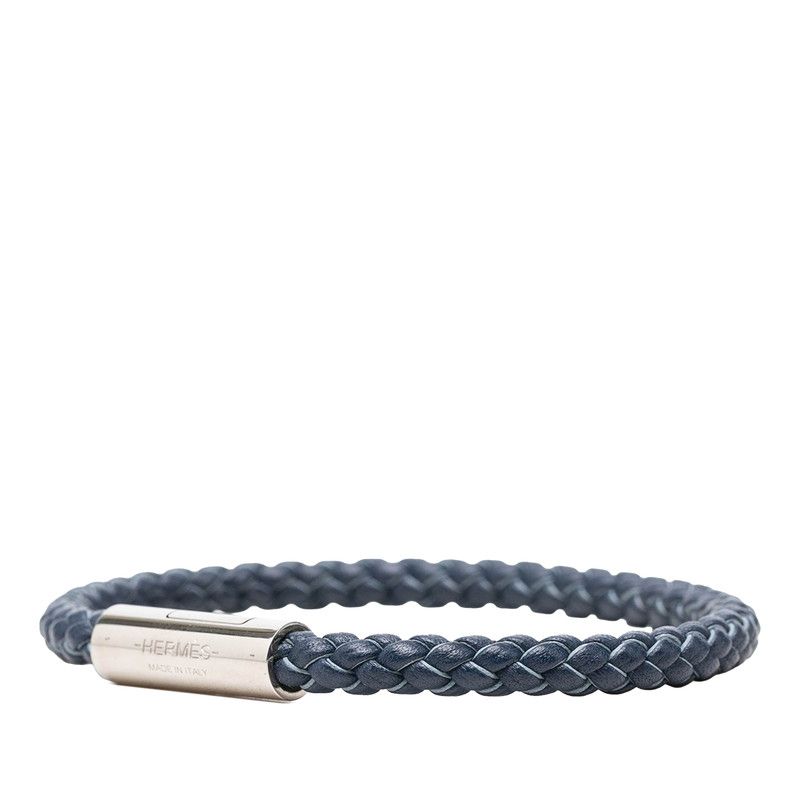 Hermes Goliath Bracelet Silver Navy Leather Metal — view 2