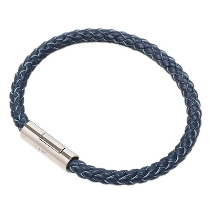 Hermes Goliath Bracelet Silver Navy Leather Metal — view 4