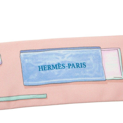 Hermes Twilly in the Pocket Scarf Pink Blue Multicolor Silk — view 4