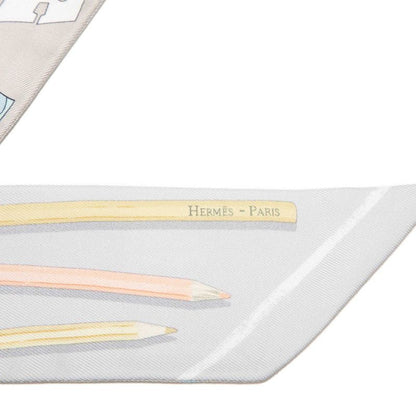 Hermes Twilly Vos Crayons Now Get Out Your Colored Pencils Scarf Gray — view 3