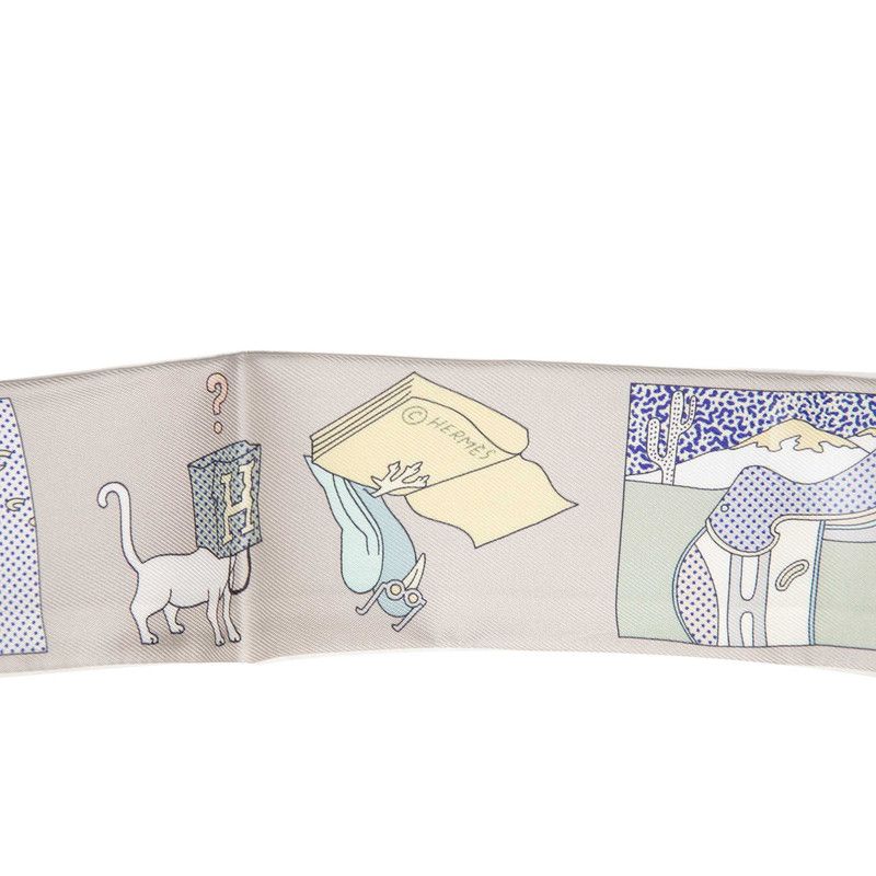 Hermes Twilly Vos Crayons Now Get Out Your Colored Pencils Scarf Gray — view 4