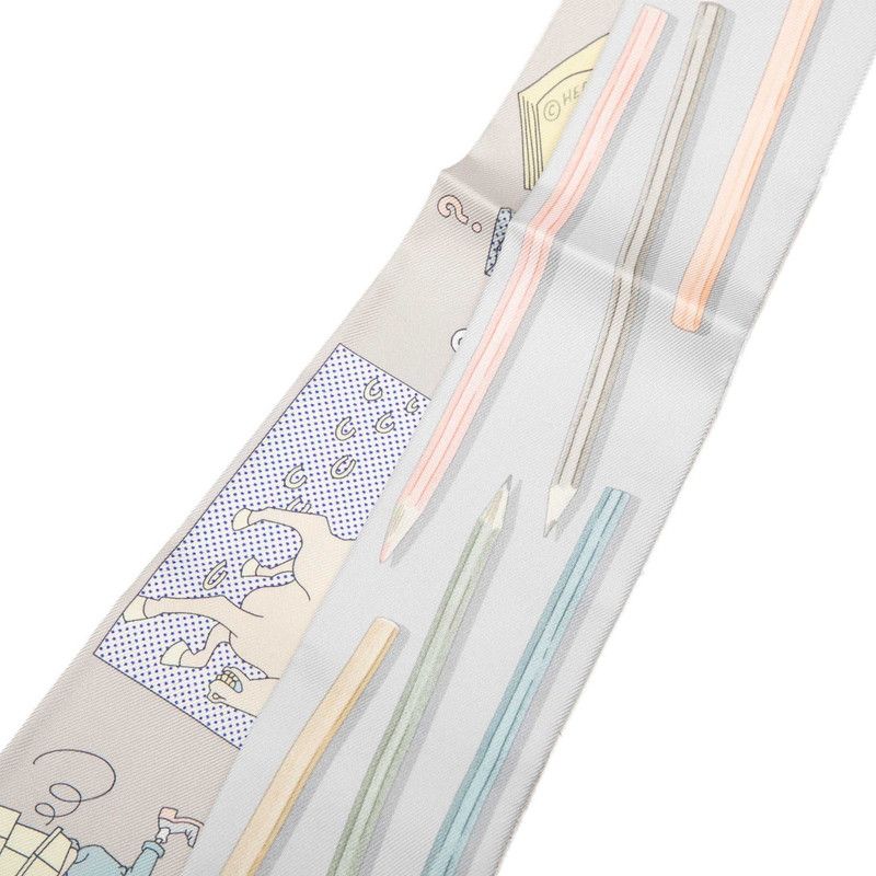 Hermes Twilly Vos Crayons Now Get Out Your Colored Pencils Scarf Gray — view 2
