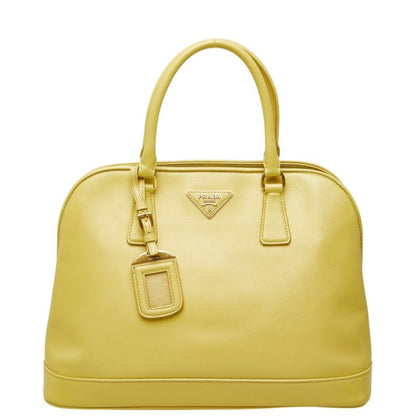 Prada Saffiano Promenade Handbag Handle Yellow Leather