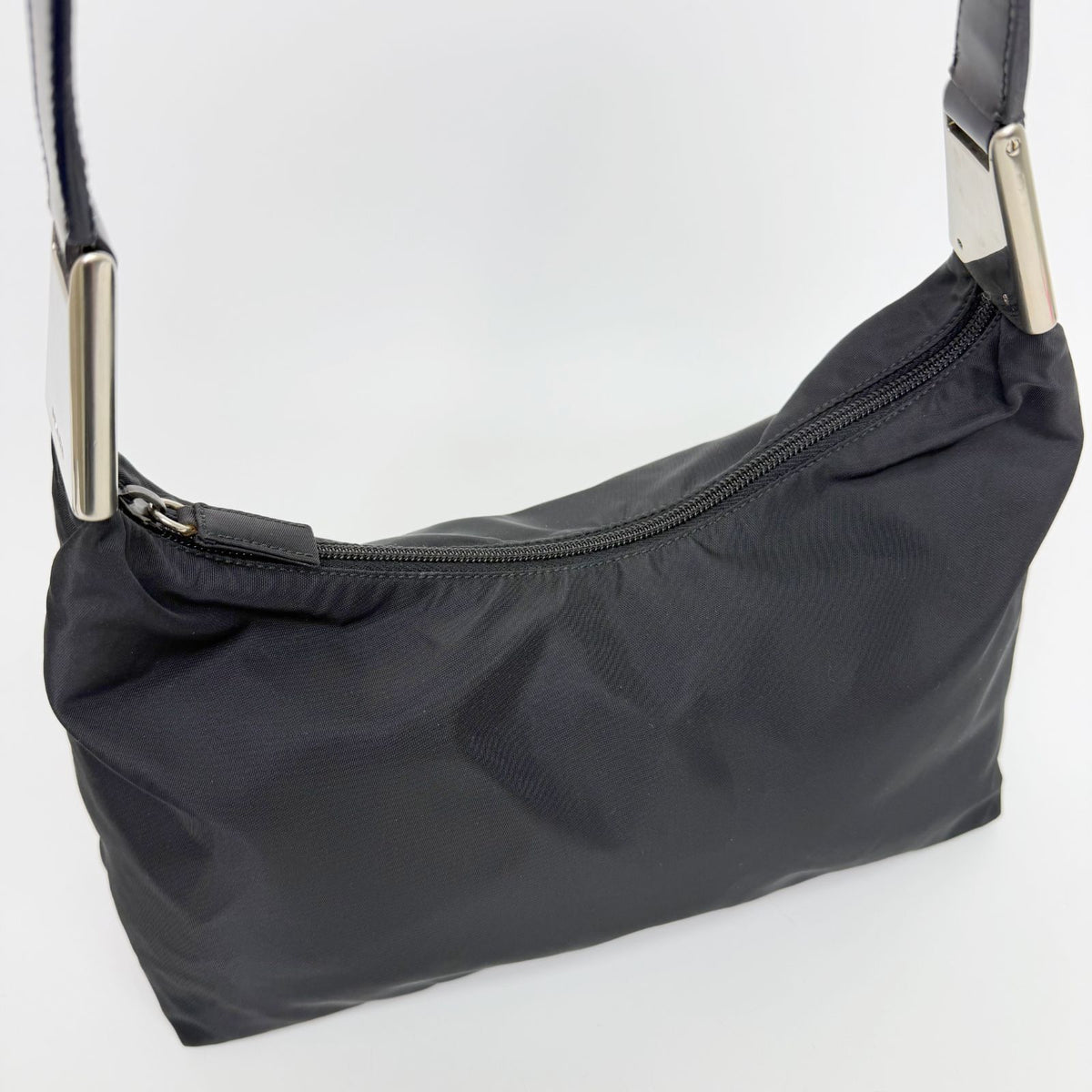 Prada Tessuto Nylon Shoulder Bag Black Vintage — view 6