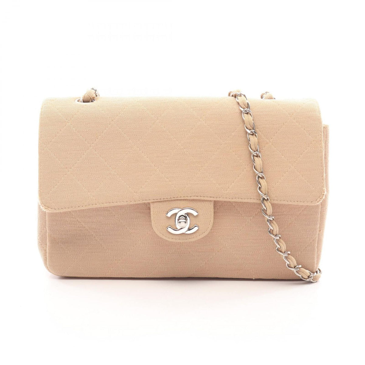 Chanel Shoulder Bag Quilted Single Flap Beige Chain