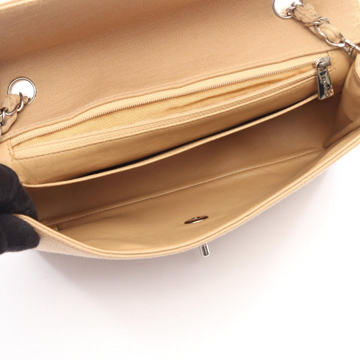 Chanel Shoulder Bag Quilted Single Flap Beige Chain — view 3