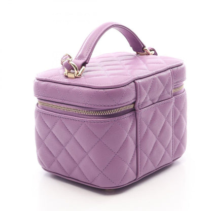 Chanel Handbag Quilted Vanity Bag 2-Way Purple Caviar Leather Small Chain — view 2