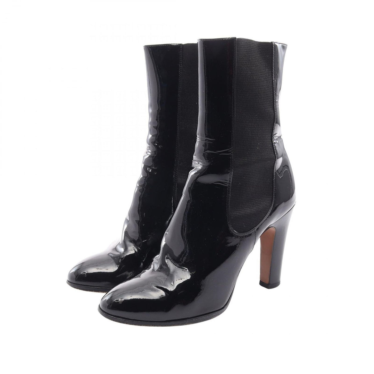 Chanel Boots CC Logo Black Patent Leather