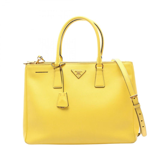 Prada Tote Saffiano Lux 2-Way Yellow Leather Galleria