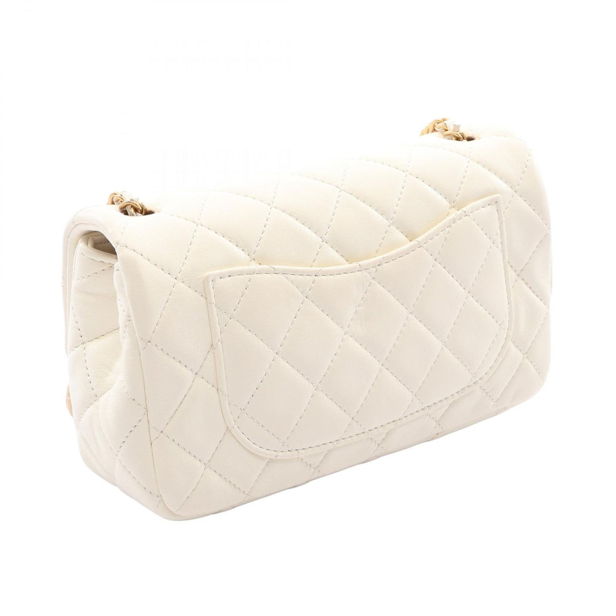 Chanel Shoulder Bag Quilted Mini Flap White Lambskin Small Chain — view 2