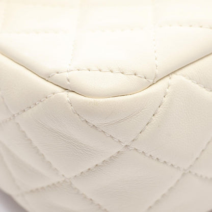 Chanel Shoulder Bag Quilted Mini Flap White Lambskin Small Chain — view 7