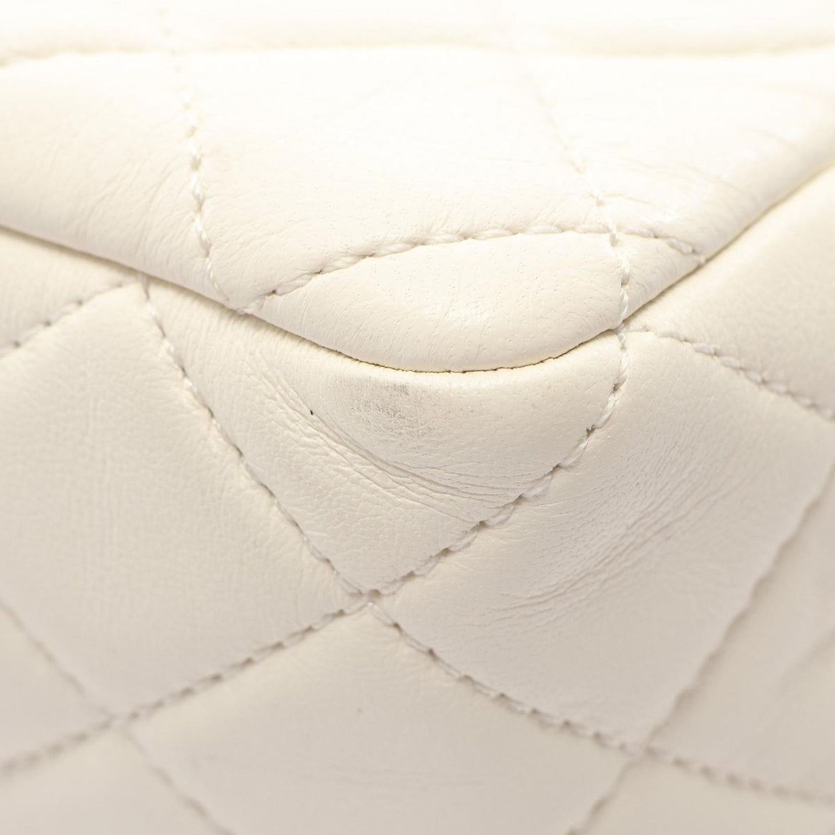 Chanel Shoulder Bag Quilted Mini Flap White Lambskin Small Chain — view 6