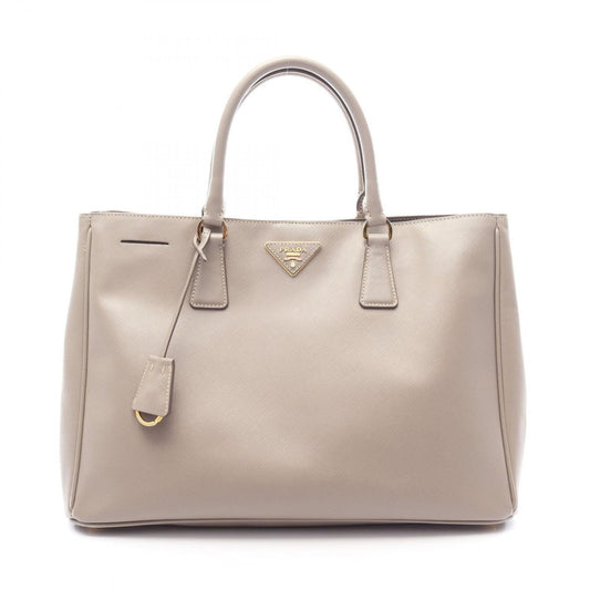 Prada Tote Saffiano Lux Galleria Greige Leather Triangle Logo 2-Way