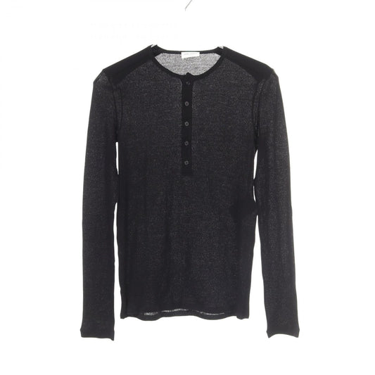 Saint Laurent Paris Top Henley Neck Cotton Top