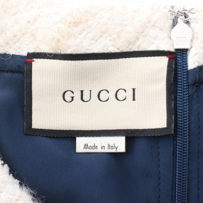Gucci Dress Interlocking G Button Tweed Short Sleeve Cotton — view 3